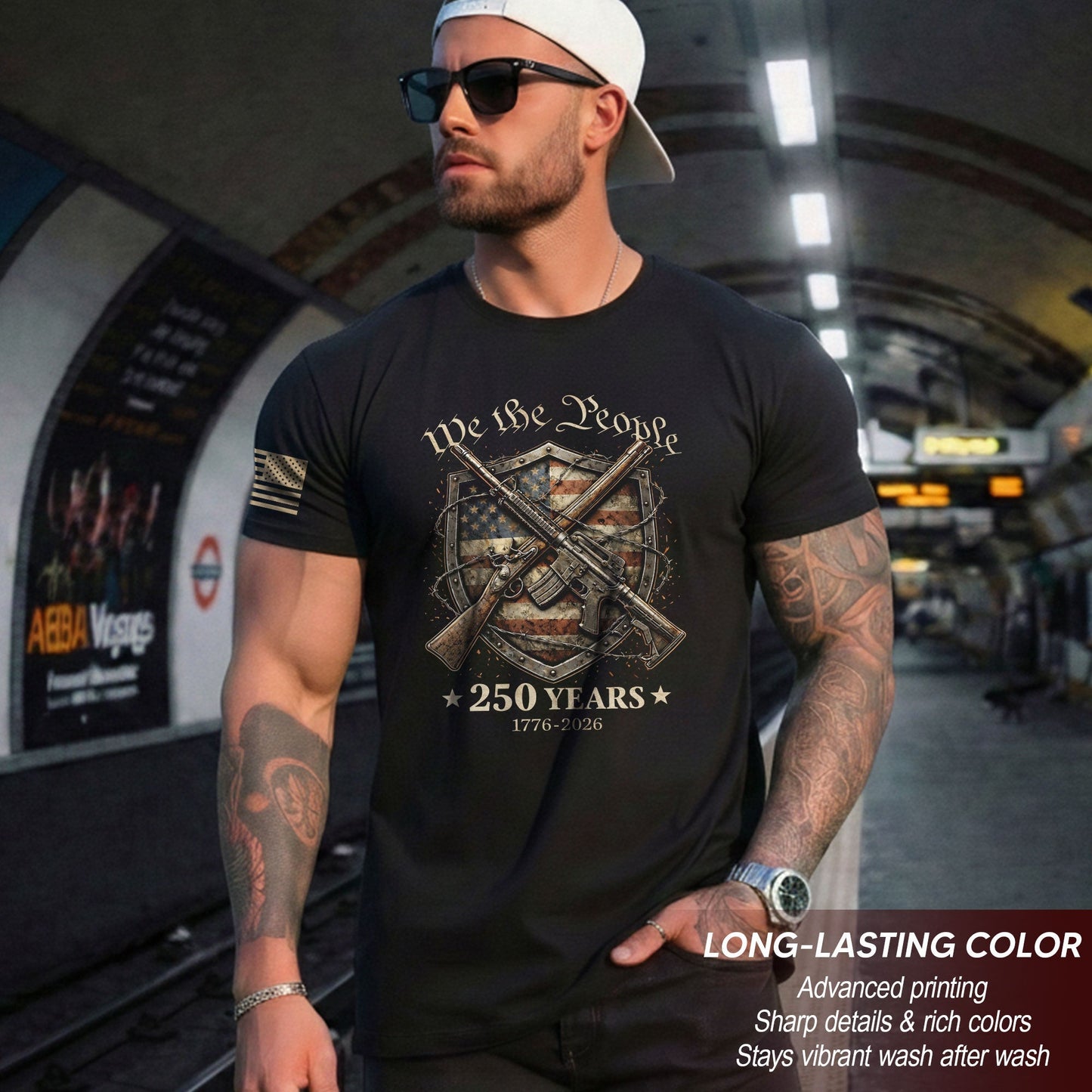USA 250th Anniversary 250 Years Shirt 1776-2026 We The People Shield Rifles Patriotic Mental Iron Will